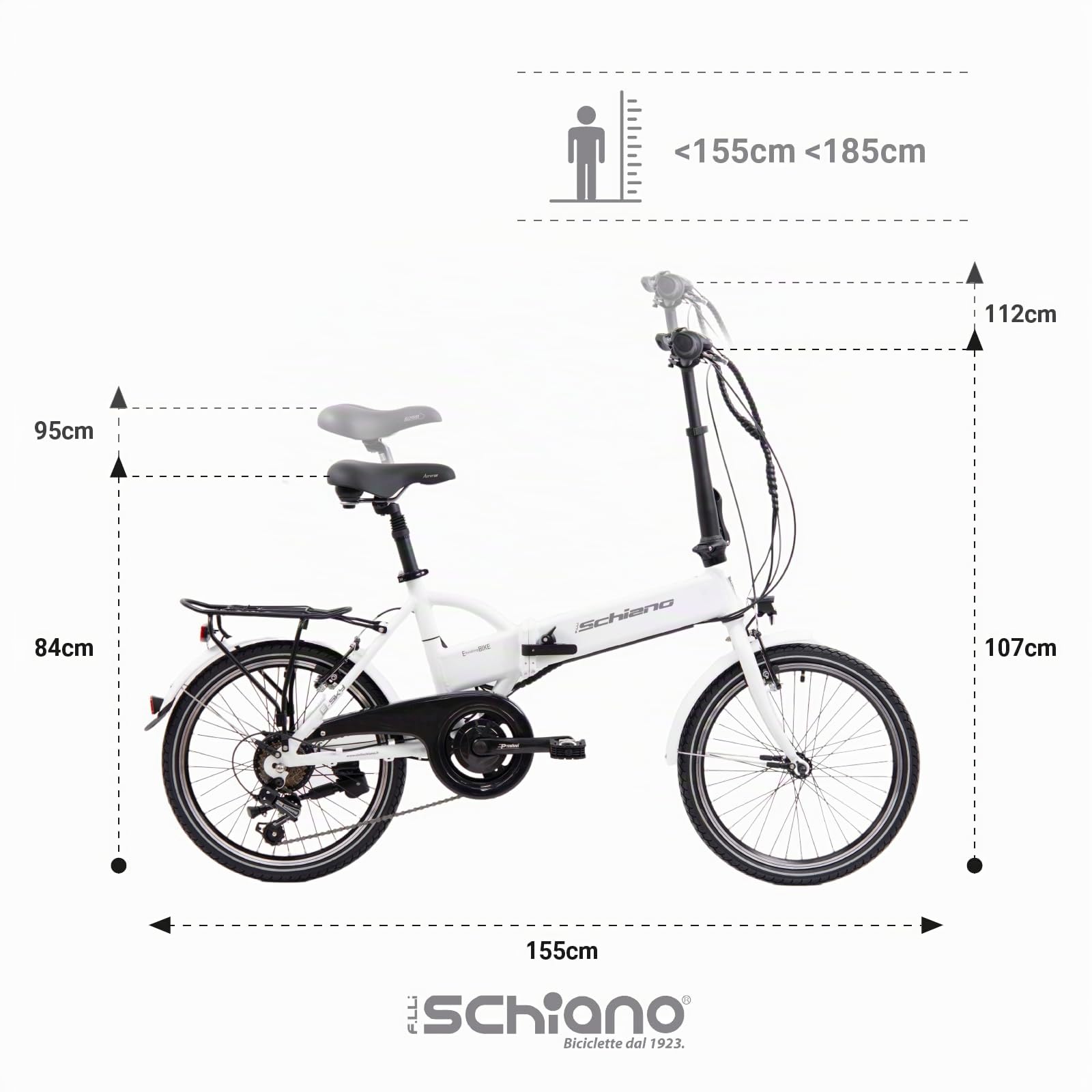 F.lli Schiano E-Sky, Bicicleta Electrica Plegable, 20", Batería 36V 7.8Ah Extraíble, Motor 250W 40Nm, Bici Electrica Urbana, Unisex Adulto