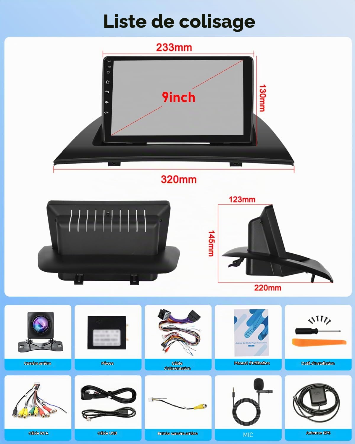 NHOPEEW Autoradio Android 2G+64G pour BMW X3 E83 2004-2012 - sans Fil Carplay & Android Auto - Stéréo Android 9 Pouces avec WiFi EQ GPS Mirror Link FM RDS + AHD Caméra de recul&Mic