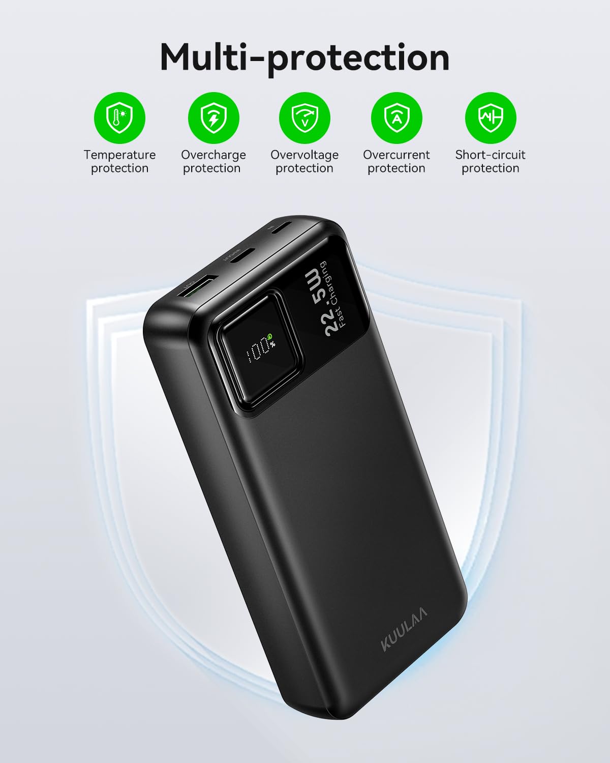 Kuulaa Power Bank 20000mah Powerbank - 22.5W Caricatore Portatile Ricarica Rapida,PD 3.0 QC 4.0 Batteria esterna, compatibile con iPhone 16 15 14 13 12 Galaxy