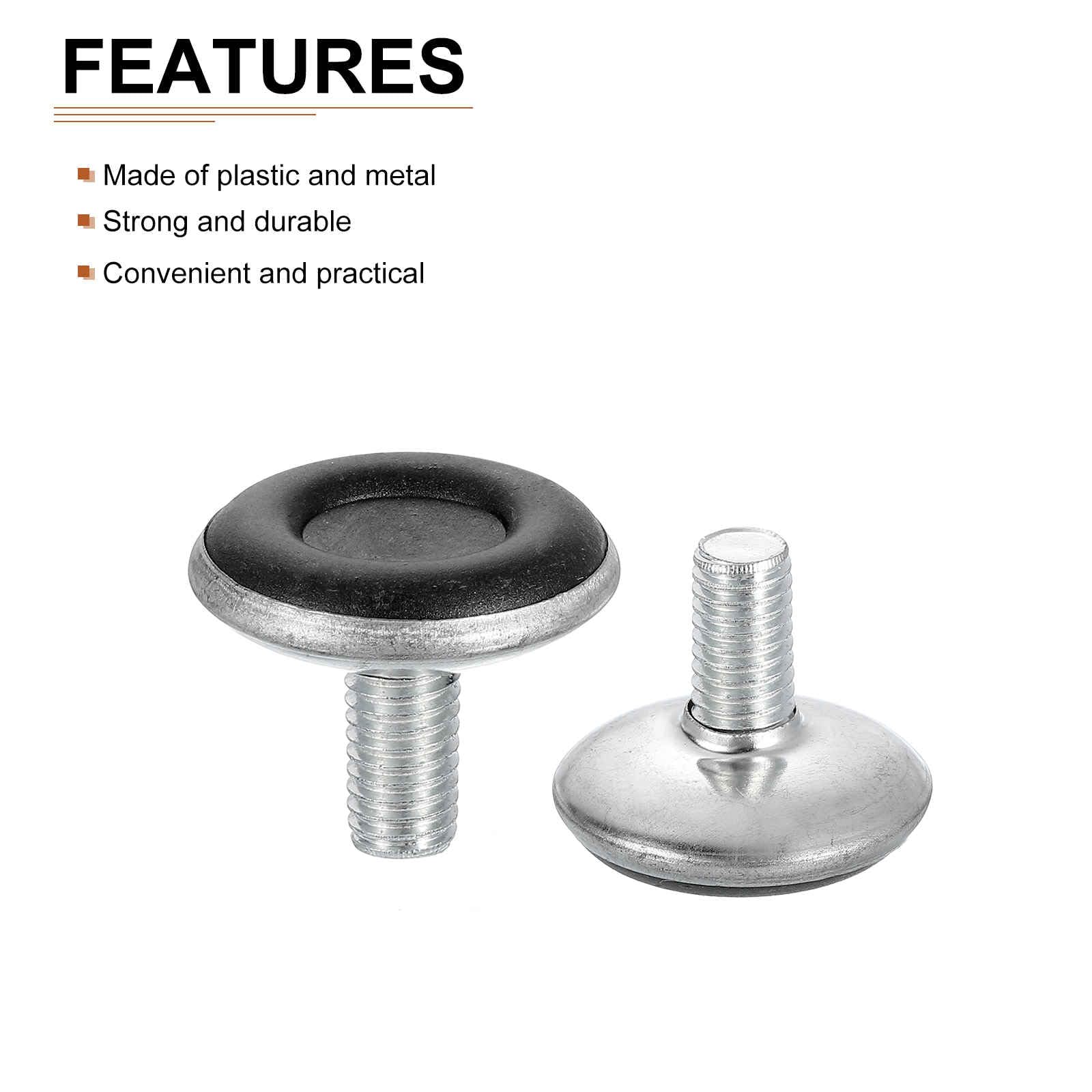 DTGN M8x15x30mm(DxLxOD) Screw on Furniture Glide Leveling Feet - 4Pack - Good for Furniture - Adjustable Thread Leveler - Silver - Image 3
