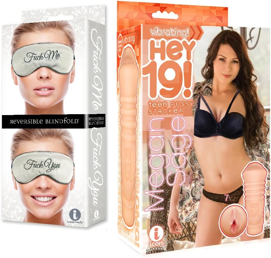 Sex Toy Couples kit of Fuck Me/Fuck You Mask and Icon Brands Vibrating Pussy Stroker Megan Sage