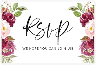 Andaz Press 56-Pack Personalized RSVP Postcards for Wedding Pink and Burgundy Roses Cardstock Response Reply Cards for Bridal Shower Baby Shower Birthday Event Custom Date Return Address 4 x 6-Inch