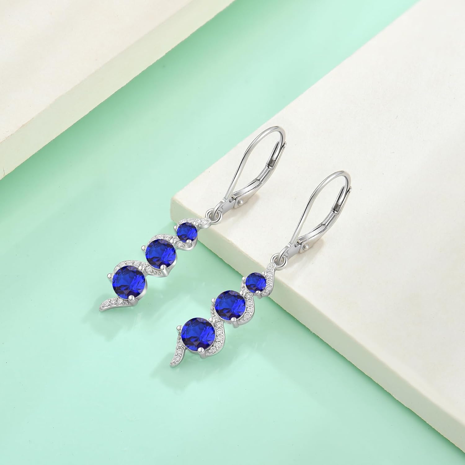 Starchenie Birthstone Dangle Drop Earrings 925 Sterling Silver Gemstones Leverback Earrings Jewelry Gift for Women