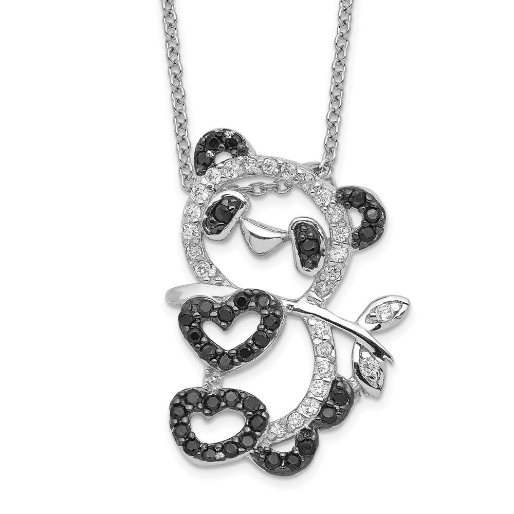 ICE CARATS925 Sterling Silver Cubic Zirconia Cz Panda Bear 18 Inch Chain Necklace Pendant Charm Animals/insect Fine Jewelry Gifts For Women