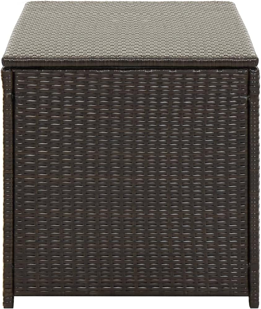 Patio Storage Box Deck Storage Box Outdoor Storage Box Indoor Wicker Storage Bin for Patio Furniture Cushions, Pillows, Garden Tools, Poly Rattan Brown, 39.3"x19.6"x19.6"