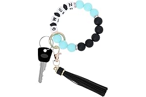 Personalized Leather Keychain & Bracelet with Elastic Silicone Bead