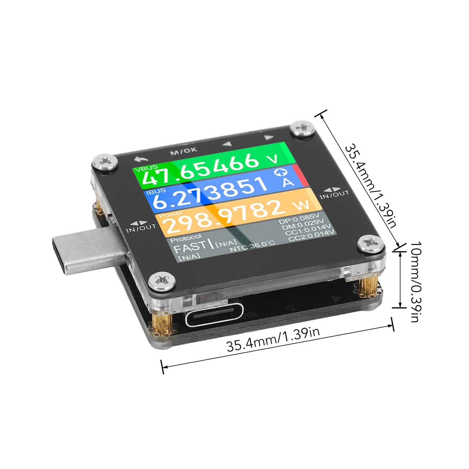 Socobeta Typ-C-Tester, Digitaler Leistungsmesser mit Vollfarb-IPS-Display für QC PD-Schnellladung, Premium-ABS-Design, Ideal für Technikbegeisterte, 1 Einheit