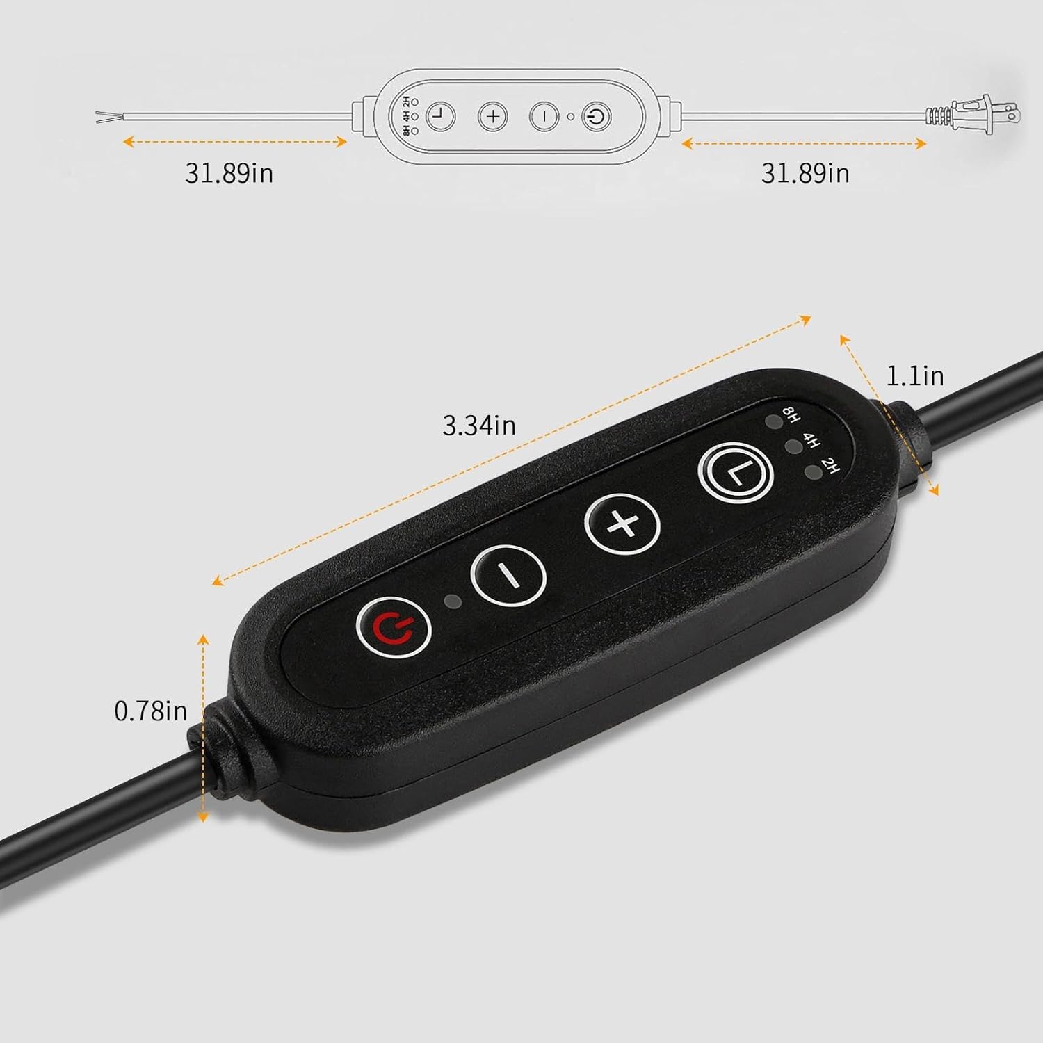 Lamp Dimmer Switch with Cord, Plug-in Dimmer 110-120V Indoor Timer Power Cable with Four Button, Set 2H/4H/8H Automatic Light Switch Timer, 4 Pack