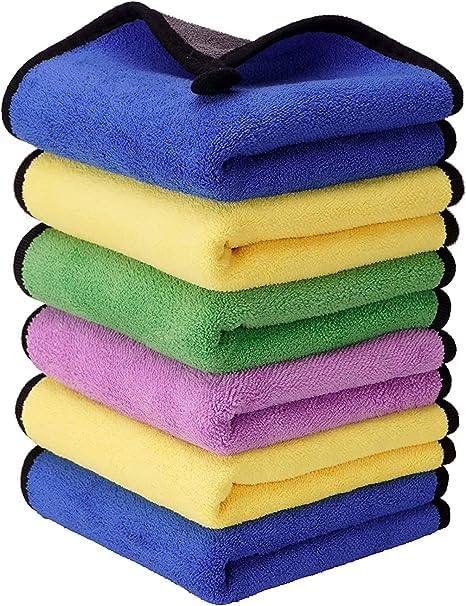 BEYKURY Microfiber Cloth for Car Cleaning and Detailing, Double Sided, Microfiber Towel for Car & Bike,Super Soft Car Wash Cloth, 600 GSM (Size 40cm x 40cm) Pack of 2