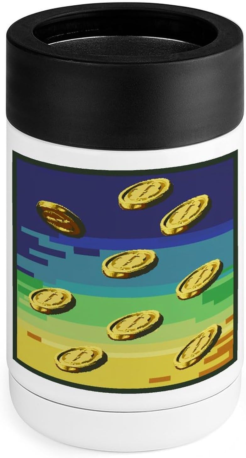 Home Cup Holder, Pixel Art Gold Coins Printed Cooler,multifunctional Cooler,universal Cooler