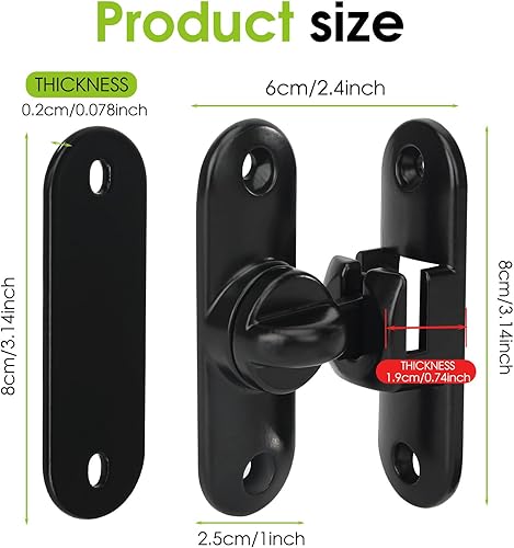 Miniatura 2 de Pestillo de puerta abatible, cerradura de puerta de granero de 90180 grados, cerradura de puerta de seguridad para granero, puerta corredera,