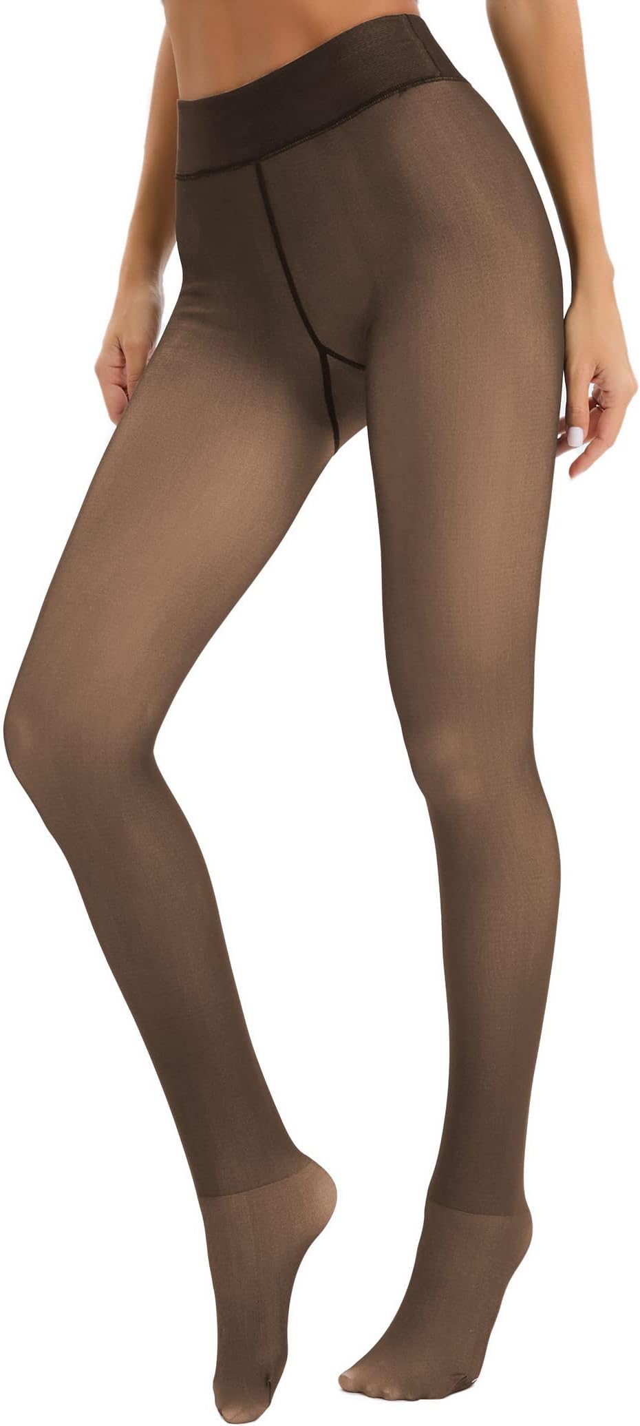 Famulily Women Warm Fleece Fake Translucent Tights Leggings High Waisted Pantyhose Winter Tights for Women 220g-300g