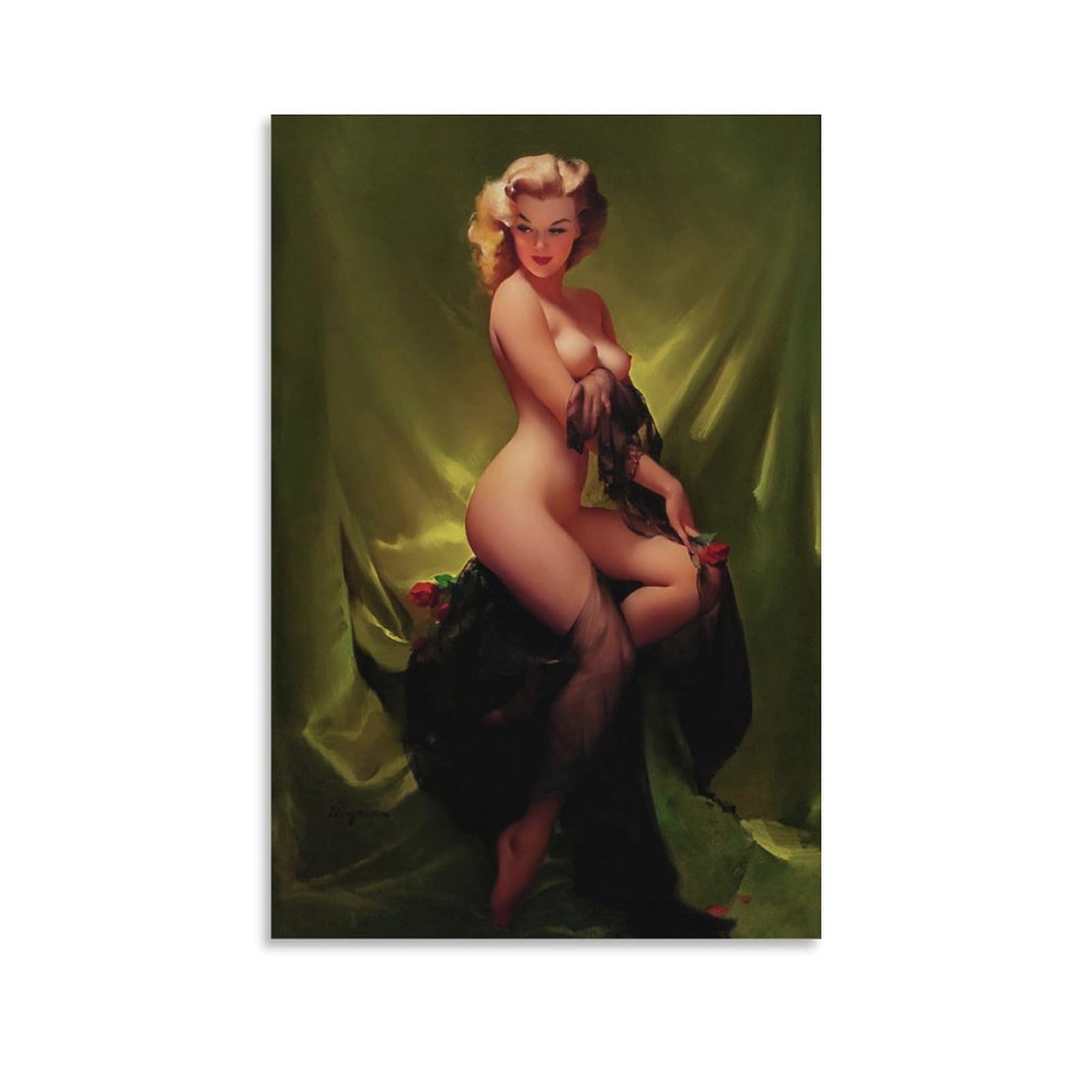 Golden Nude Woman by Gil Elvgren Wall Art Prints Poster Artworks Picture Print Poster Wall Art Painting Canvas Decor Home Posters 20x30inch(50x75cm)