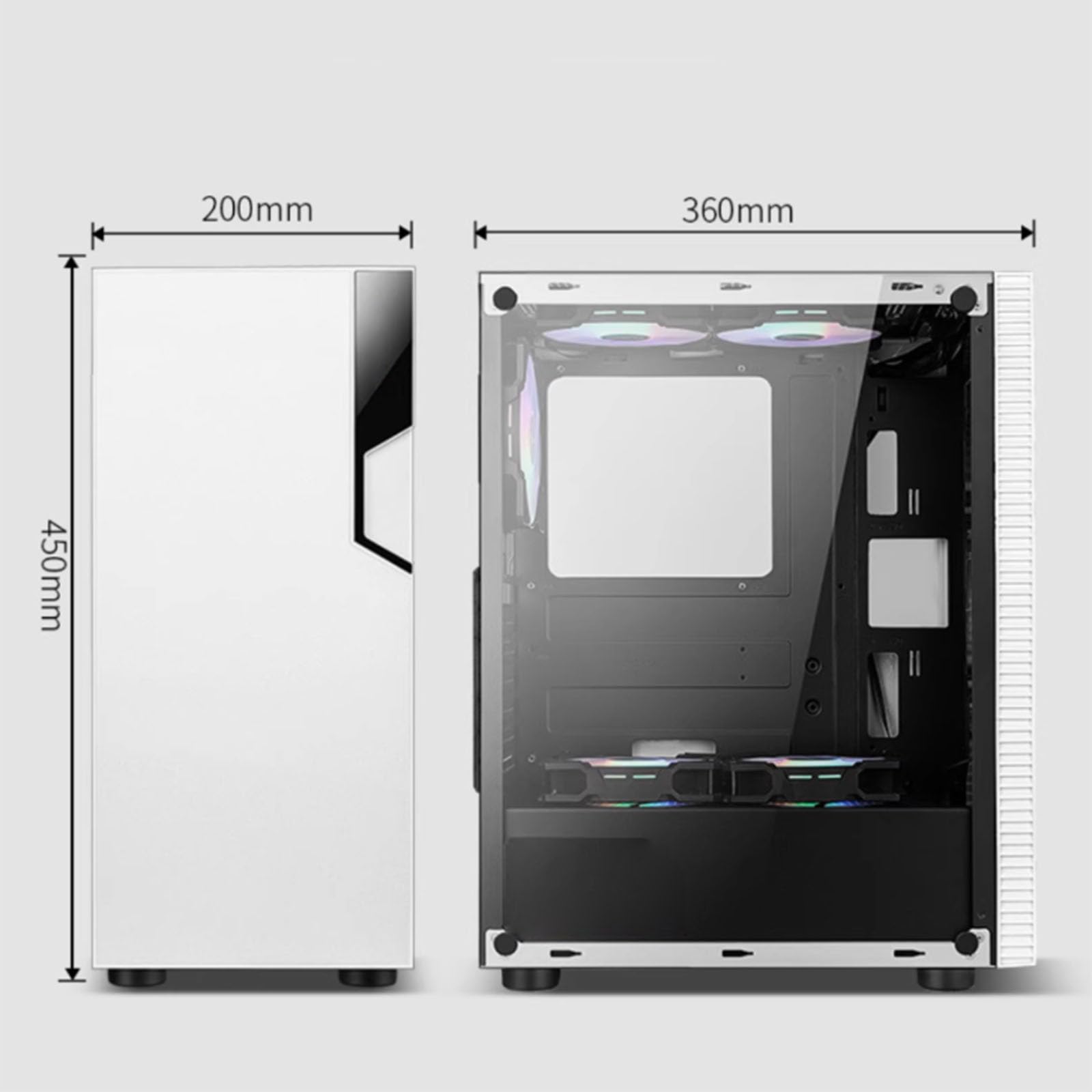 Generic Obudowa PC ATX Mid Tower, czarna, stalowa, 8-wentylatorowy system chłodzenia, 7 gniazd PCI, kompatybilne z ATX/M-/Mini-ITX, obsługa GPU 320 mm, kompilacja komputera do gier (biała)