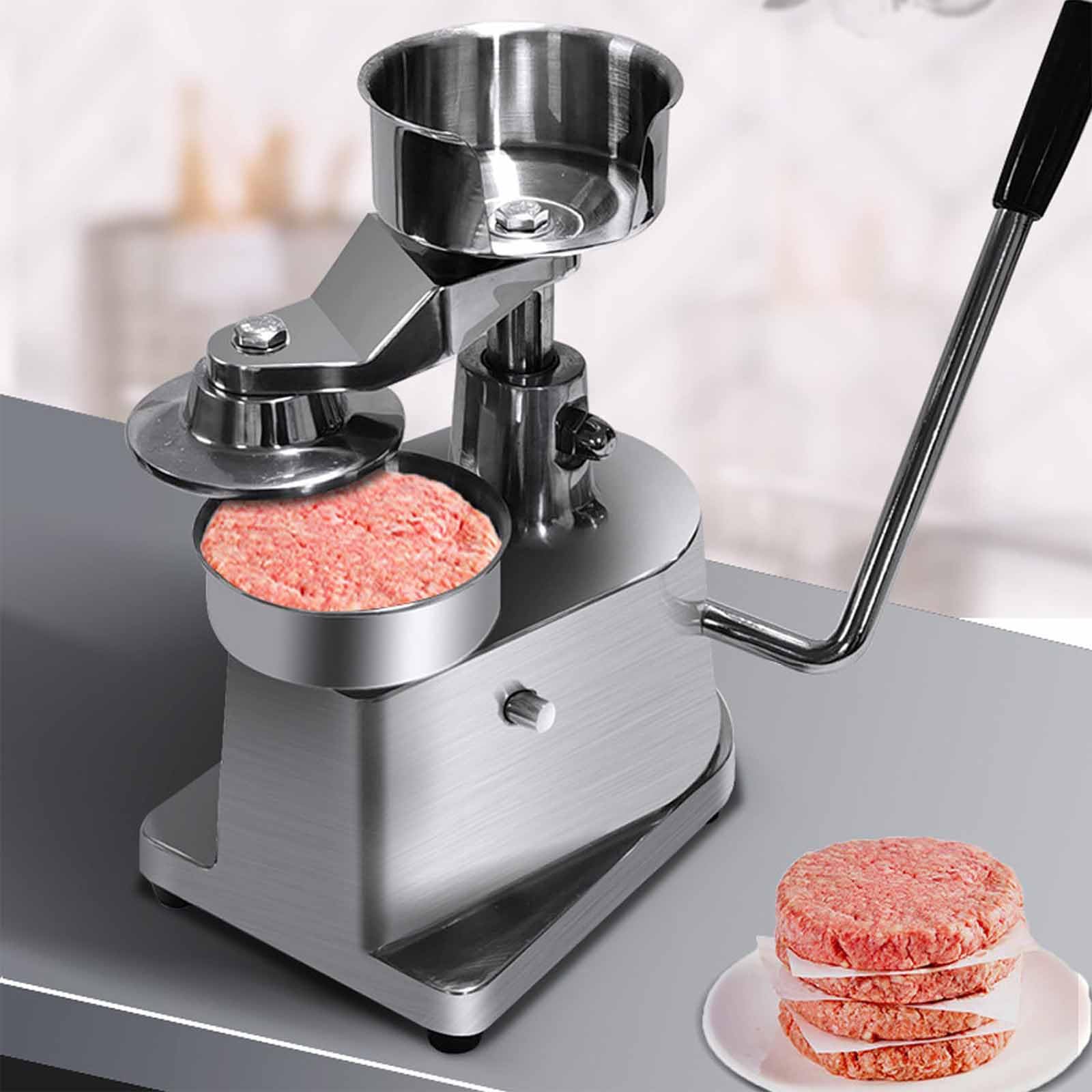 Regulowana prasa do burgerów ze stali nierdzewnej – maszyna do pieczenia ciasta do łatwego kształtowania burgerów – idealna do użytku domowego i komercyjnego
