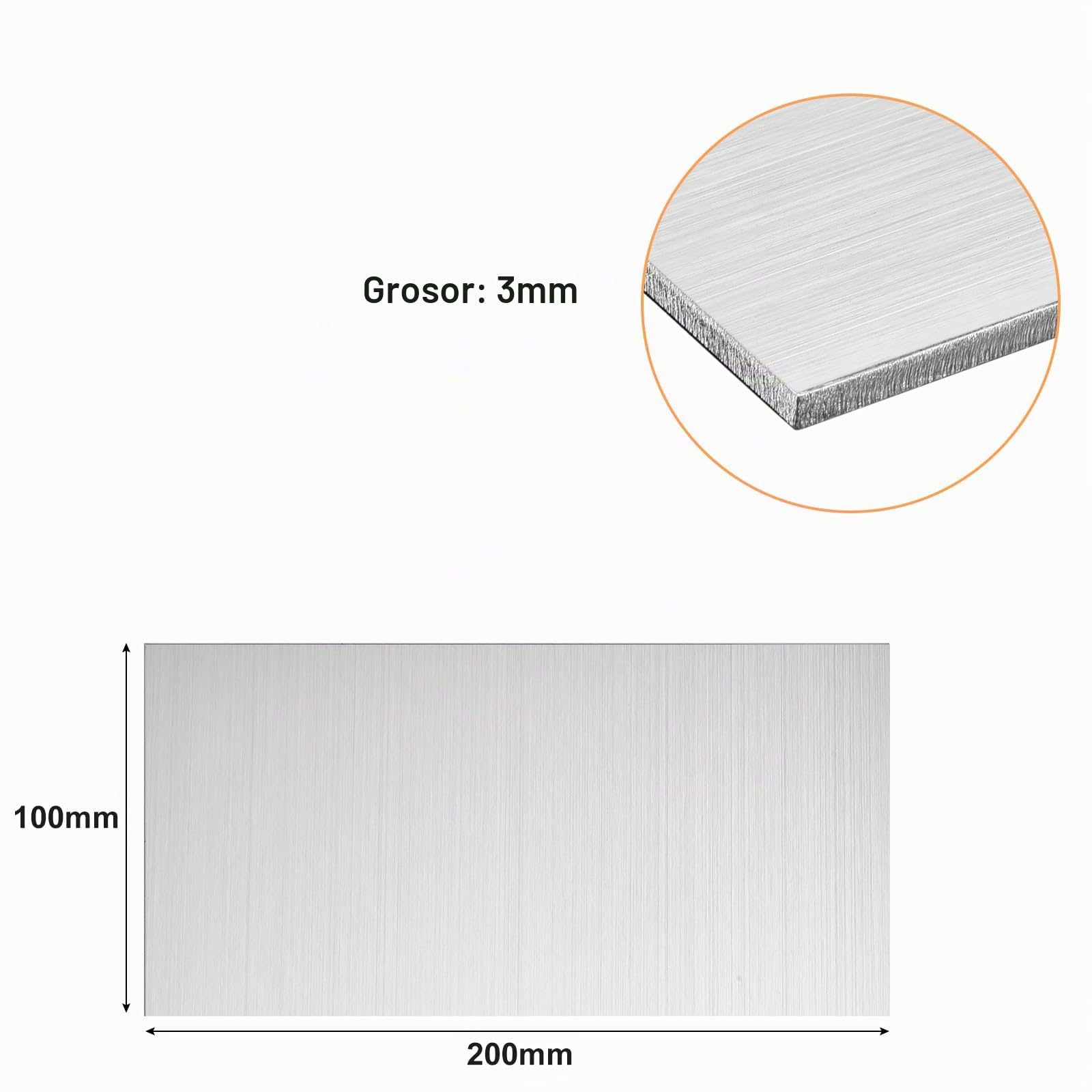 sourcing map Chapa de Acero Inoxidable 304, 3mm x 4" x 8", Acabado Cepillado - Ideal para La Industria, Maquinaria, Proyectos de Bricolaje y Decoración del Hogar