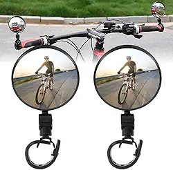 2 unidades de espelhos retrovisores para bicicleta, guiador de bicicleta com rotação de 360 ° ajustável Espelho amplo angular leve para mountain bike, bicicleta de estrada, bicicleta urbana