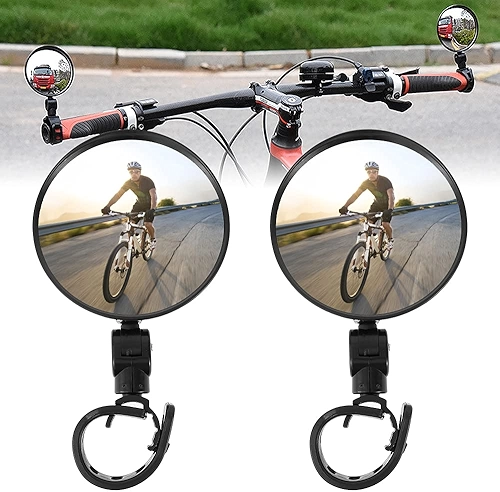 2 unidades de espelhos retrovisores para bicicleta, guiador de bicicleta com rotação de 360 ° ajustável Espelho amplo angular leve para mountain bike, bicicleta de estrada, bicicleta urbana