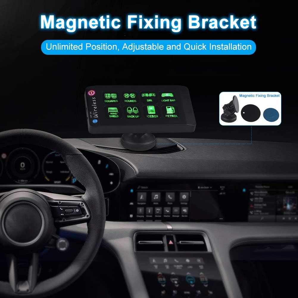 WATERWICH 8 Gang Wireless Source Control Switch Panel DC12V Electronic Power System Modular Magnetic Fixing Bracket DIY Mount Waterproof Fuse Relay Box Wiring Harness for Car Truck Boat RV CamperJeep : Automotive