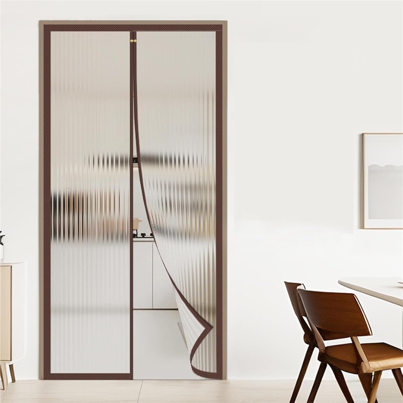 Tenda termica invernale magnetica per porta, con protezione antivento trasparente, design a chiusura automatica, per protezione dal freddo, ideale per porta d'ingresso (85 x 210 cm)