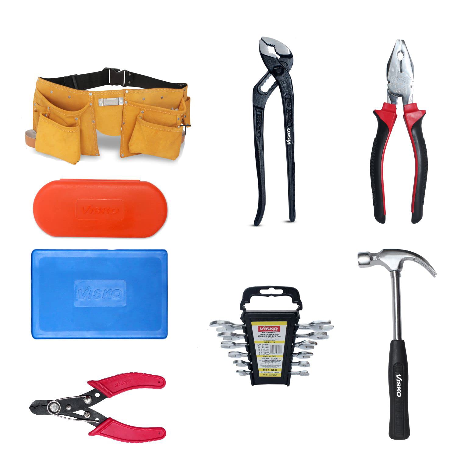 VISKO 825 Hand Tools kit of 26 Pcs With Tool Bag | 3 Pliers |Hammer | Allen Key | 9 Pcs | Screwdrivers | 6Pcs | Spanners | 6Pcs | Pincer Plier | Hand Tool Kit | Home Appliance | Multicolor | (B09QMM6CL8) Amazon Price History, Amazon Price Tracker
