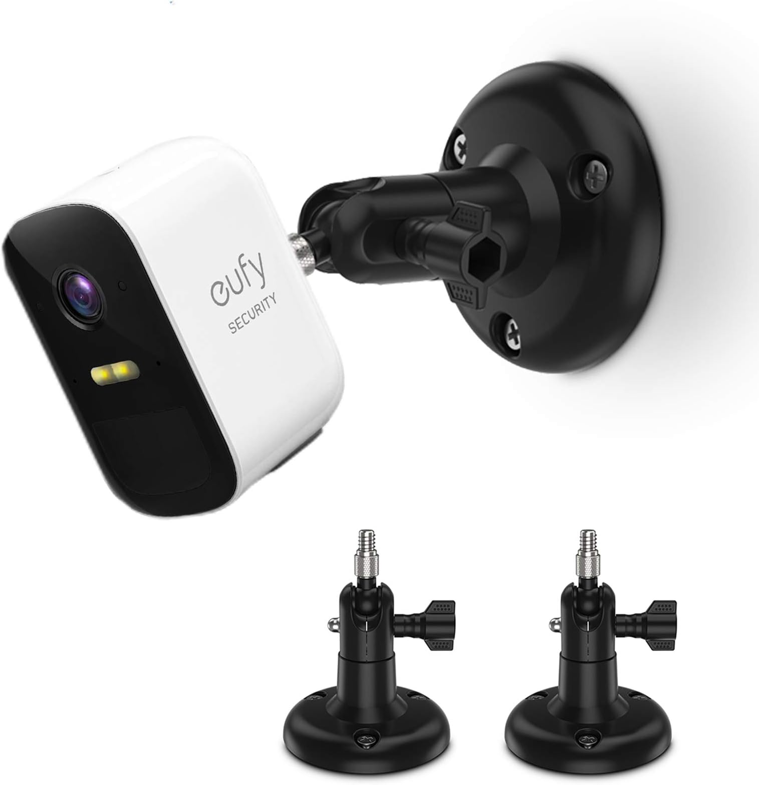 Adjustable Wall Mount Holder Compatible With Eufycam 1/2/2C/2C Pro/3/3C/E/S3 Pro and Other Models, 1/4" Screw Mounts (2Pack Black)