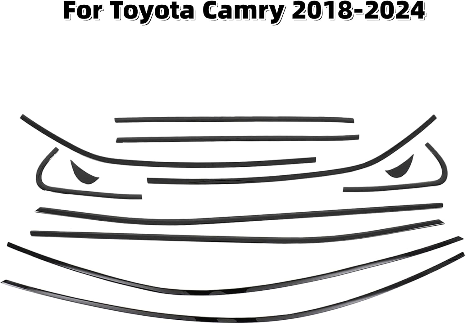 skkyoro Stainless Steel Window Trim Chrome Delete for Toyota Camry 2018-2024 ABS Black Window Trim Blackout Kit 12pcs (for Camry 2018-2024)