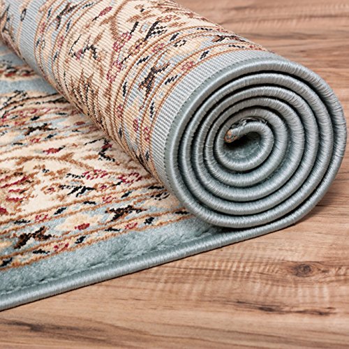 Well Woven Barclay Sarouk Light Blue Traditional Area Rug 2'7'' X 9'6'' Runner