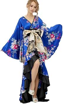 紫色 フリル付きフード着物 サテン生地 花柄　大衆演劇　着物ドレス　衣装 楽天市場】0712サテン和柄フリルロング着物ドレス 衣装 ダンス