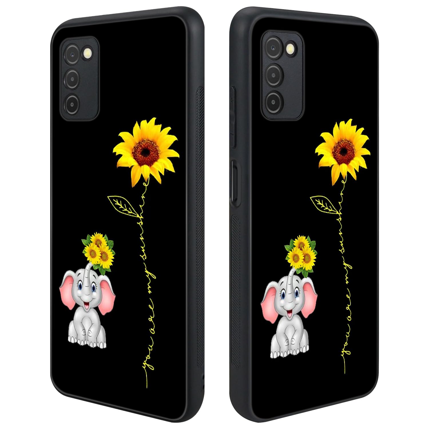 Tnarru Compatible with Samsung Galaxy A03S Case Sunflower and Elephant Pattern Hard PC Back and Soft TPU Sides Scratchproof Shockproof Protective Case for Samsung Galaxy A03S