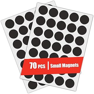 HOUSE AGAIN Round Magnets with Adhesive Backing, Adhesive Magnets for Crafts, Small Sticky Magnetic Dots for DIY Projects, Hanging & Organizing Light Objects, 70 Pcs 20x2mm
