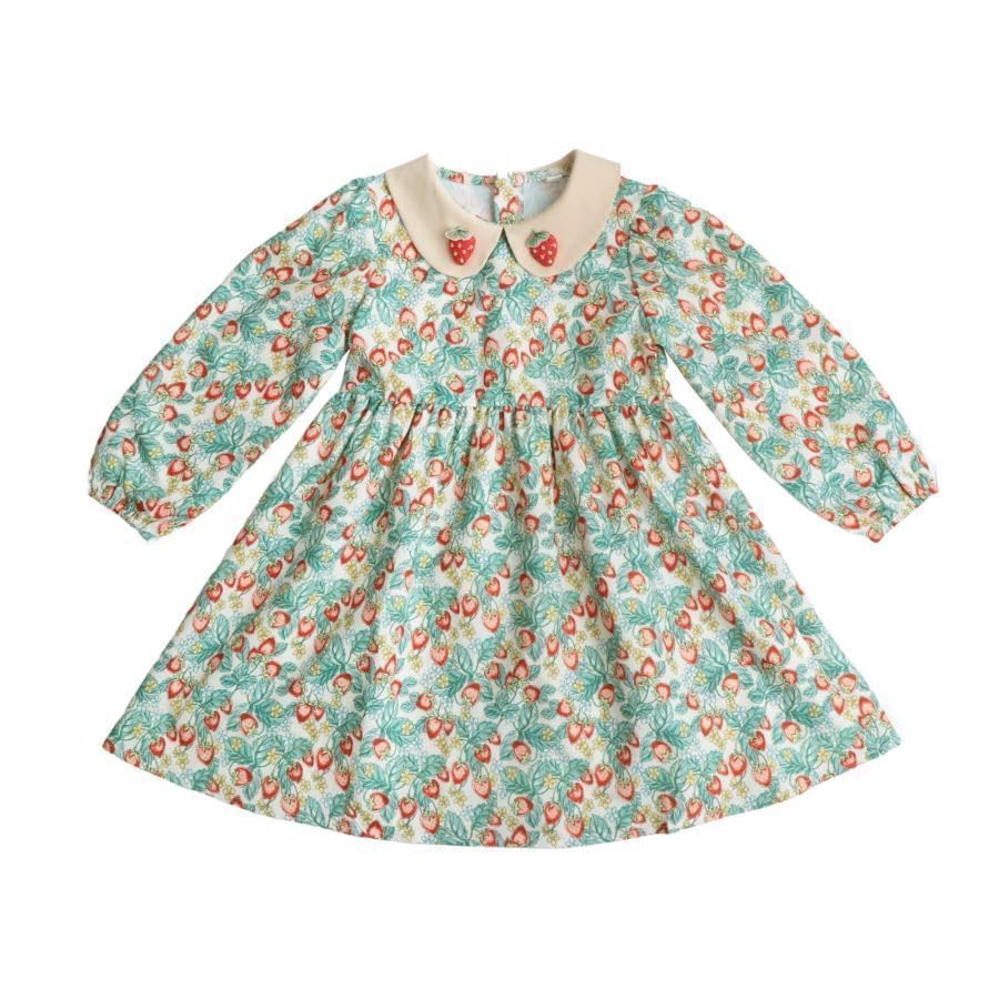 Little Bitty Toddler Fall Dress Long Sleeve Ruffled Casual Girls Boho Dress for Birthday Party & Holiday for 2-7 Years2