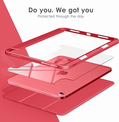 Miniatura 4 de DTTOCASE - Funda para iPad de 10. generación de 2022, 10.9, reverso transparente y marco de poliuretano termoplástico antigolpes (con portalápiz y