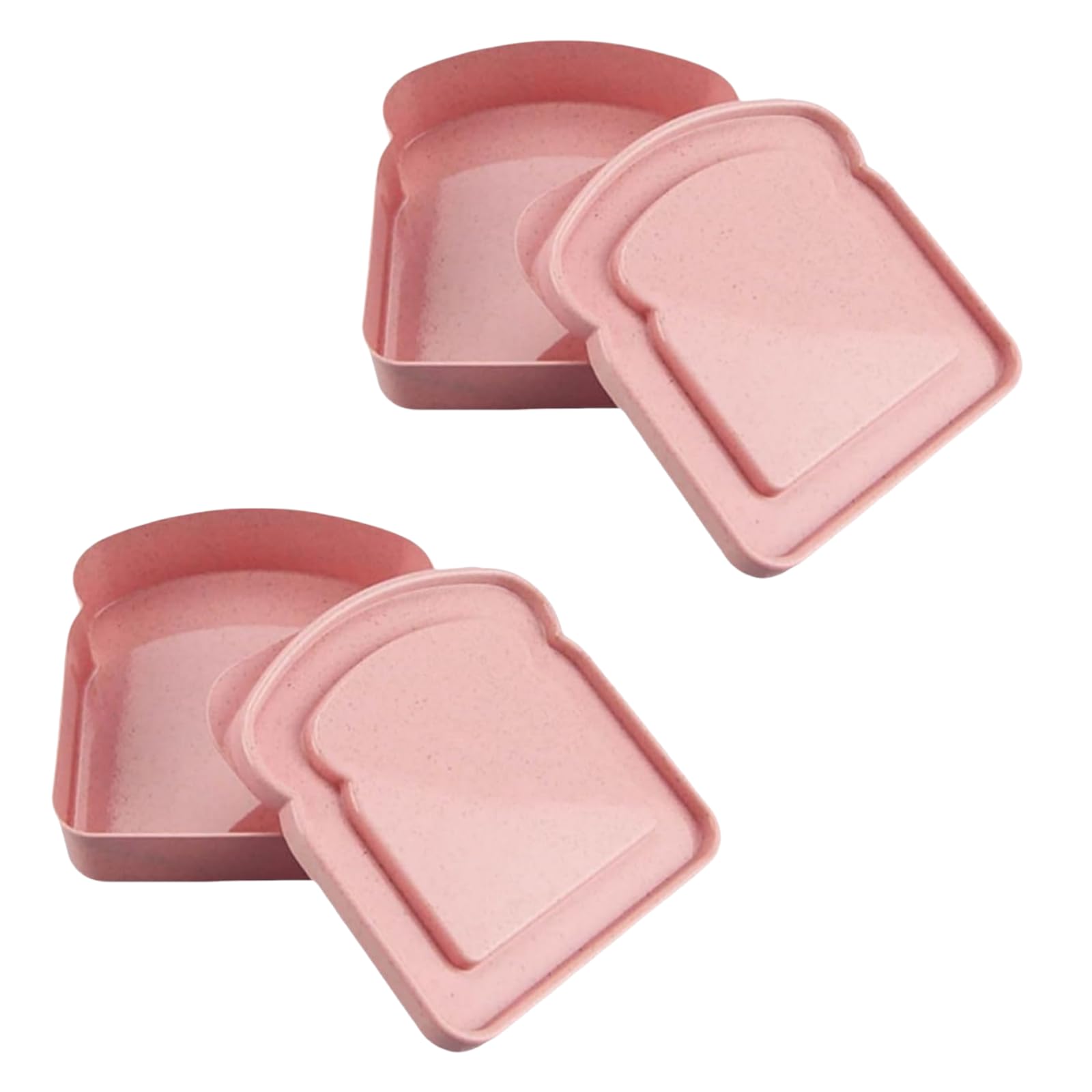 2 Pcs Pink Sandwich Containers, Toast Shape Sandwich Box Food Storage Case Plastic Sandwich Keeper Bread Container for Family or Adults, Home and Kitchen(5.12 * 4.84 * 1.46in)
