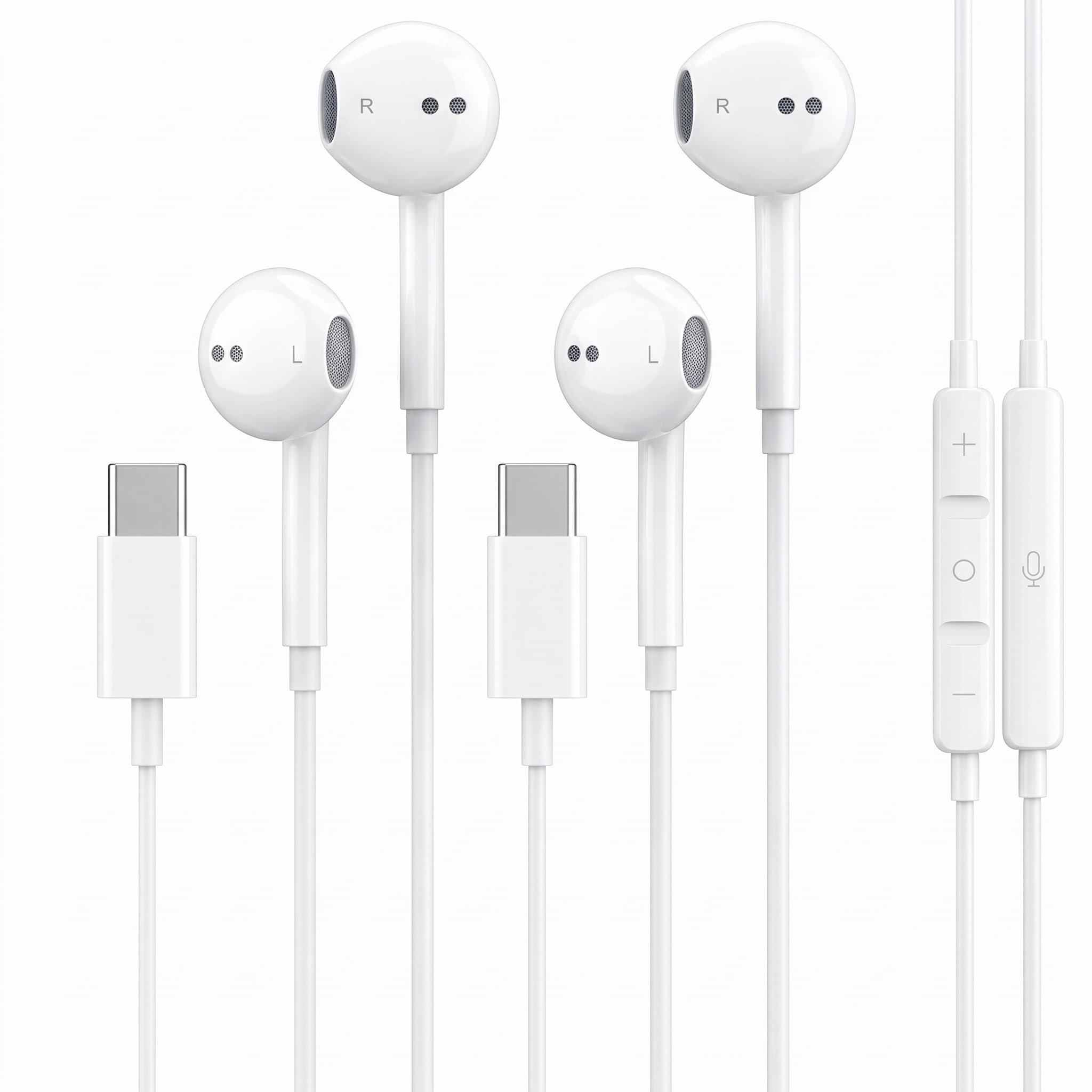 2 Pack USB-C Headphones for iPhone 17/16/15
