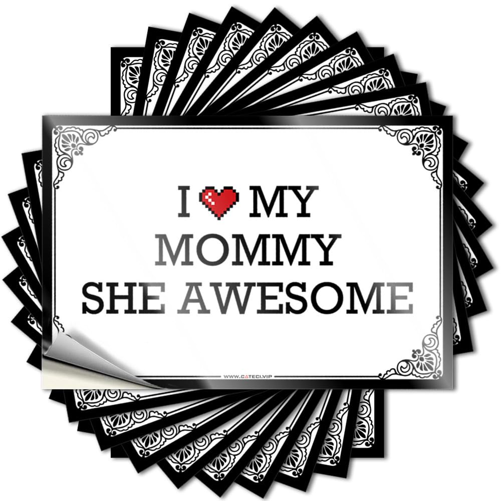 Fzfn Women's Colour Stuff For Teens Case Saying - I Love My Mommy She Awesome Feminist Durable Sticker Easy Apply For Colorful Decor(6X9cm)