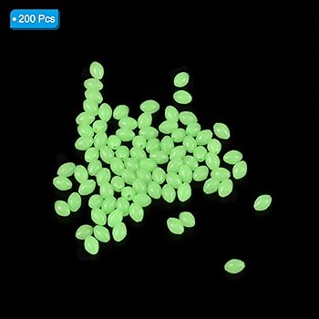Rainbow-6mm)100Pcs Fishing Beads Luminous Glow Oval Shaped Bait Bead