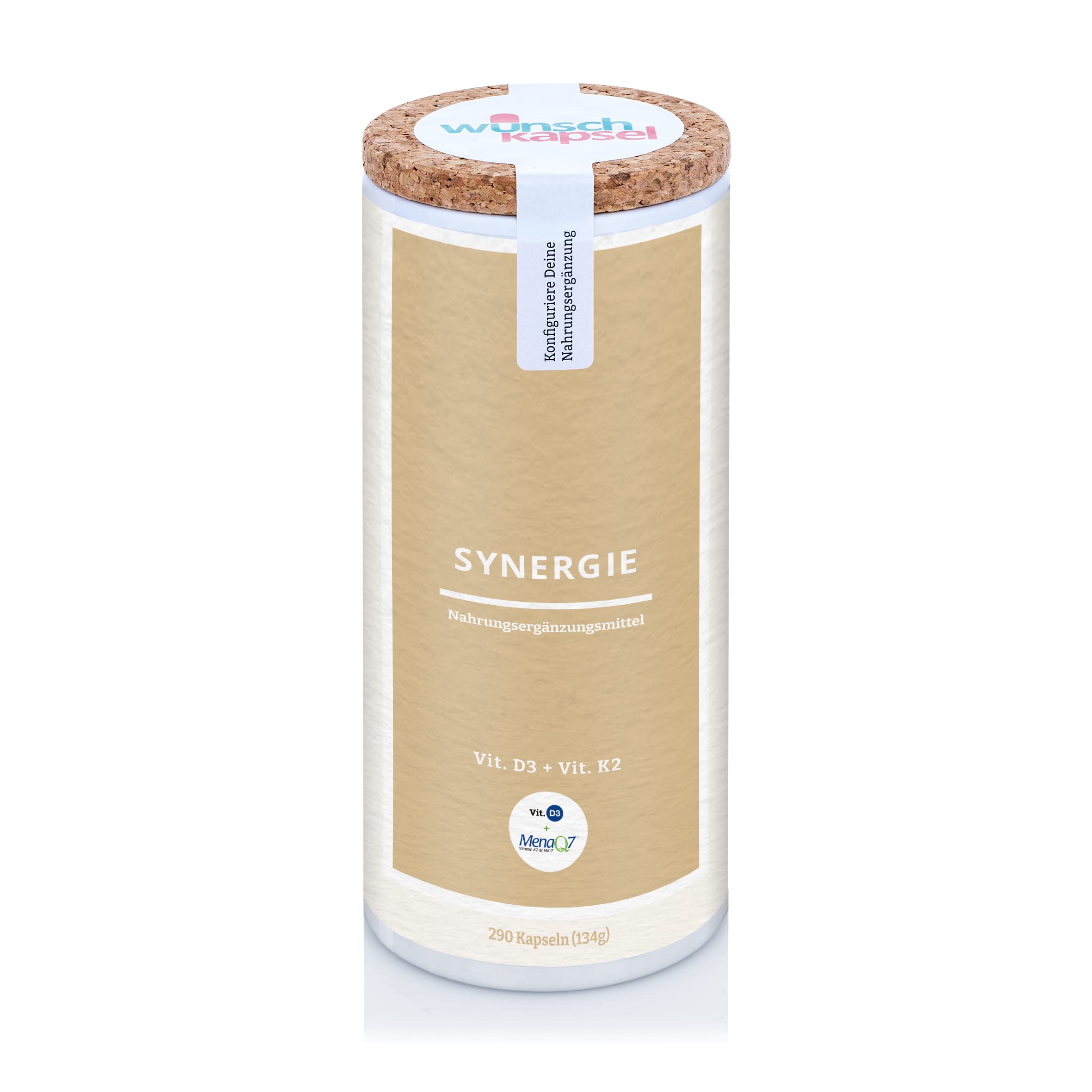 SYNERGIE aus Vitamin D3 und K2 | 290 vegane Kapseln mit 800 I.E. Vitamin D3 und 100 µg K2 (MenaQ7, MK-7) | optimal für Knochenstoffwechsel und Stimmung | XXL-Reichweite für 145 Tage