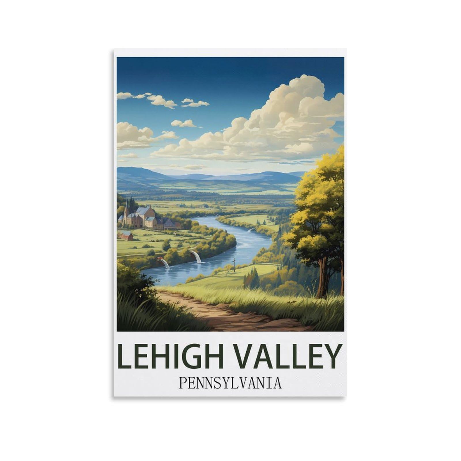 EZMLFA 5D Diamond Art Kits Adults,Lehigh Valley Pennsylvania,Round Dots Diamond DIY Kits Pictures for Wall Decor Home Office Decoration 40x50cm