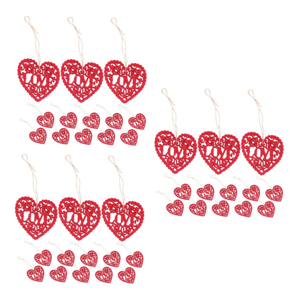 STOBAZA 90stücke Holzherzen Für Dekoration Rote Herz Holzscheiben Für Valentinstag Basteln Und Scrapbooking Unlakierte Holzherzen Aufhängen