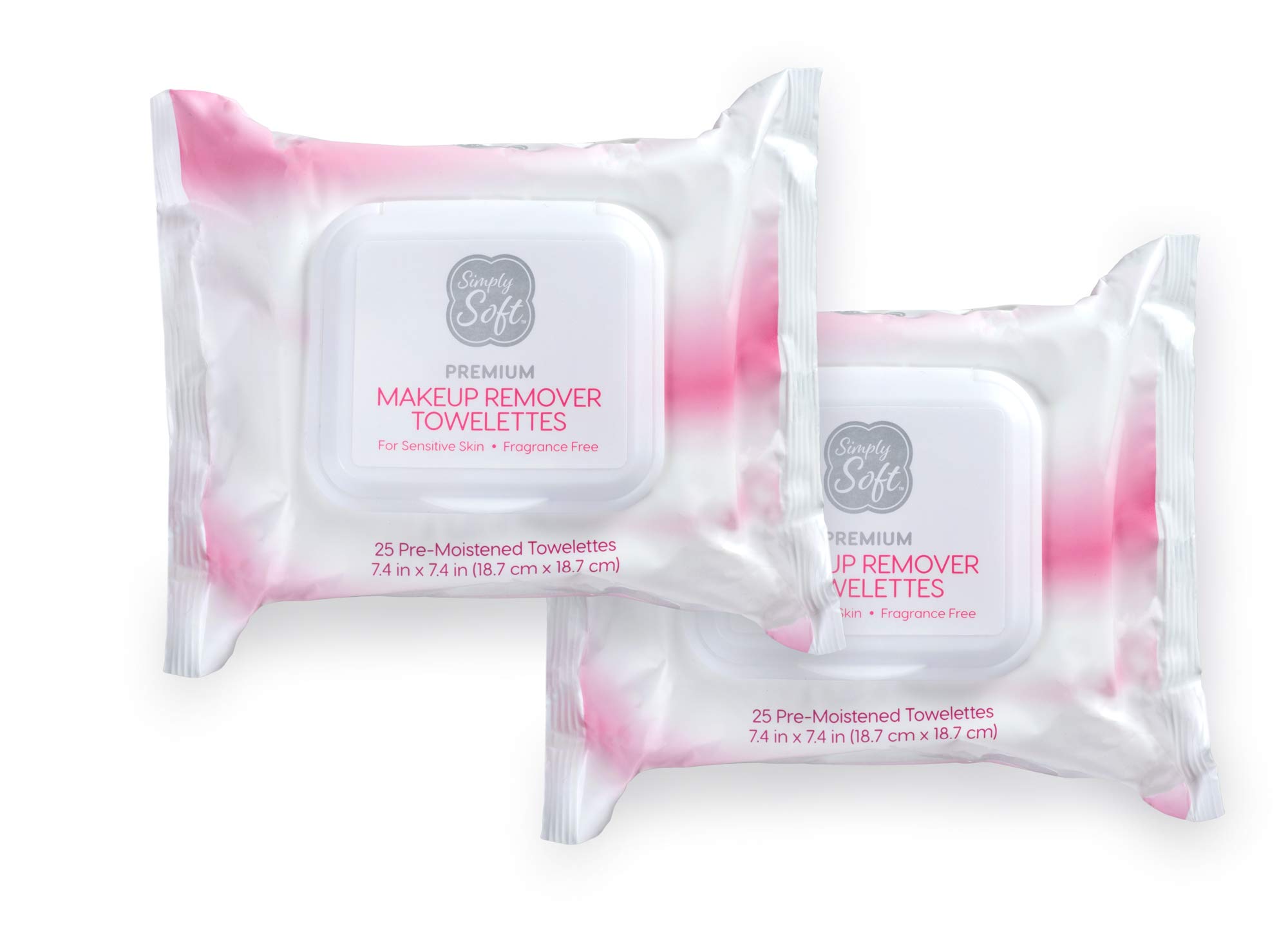 Simply Soft Makeup Remover Wipes, Premium Facial Cleansing Towelettes, Fragrance-Free, Hypoallergenic, pH Balanced, 25 ct....