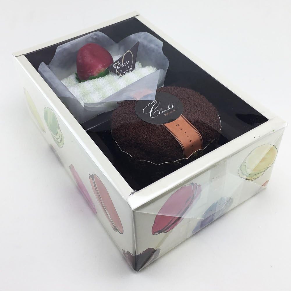 Gift Set Face Hand Towels Art Created Cake Gift Box Multi-Color 9โx 9โ inches 2 Pieces # 0101