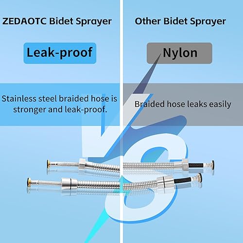 Miniatura 3 de Pulverizador de bidé de mano para inodoro, juego de rociadores de bidé de baño portátil de acero inoxidable con control de presión de agua, rociador