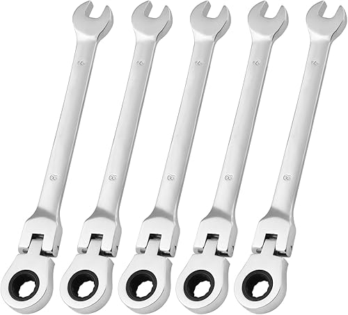 GENHAKON Juego de 5 llaves de trinquete de 0.315 in, llave combinada de trinquete de cabeza flexible para mecánicos y entusiastas del bricolaje,