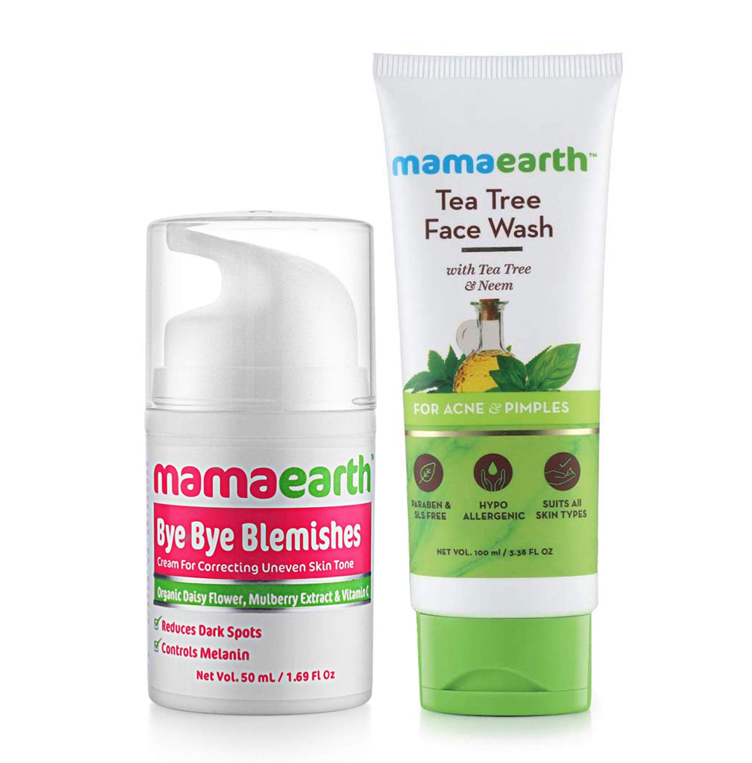 Mamaearth  Bye Bye Blemishes 50 Ml (100) + Tea tree face wash for mama 100 ml