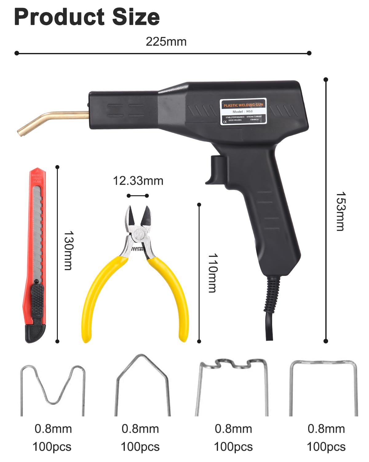 50W Soldador de Plastico, Plástico Soldadura Máquina, Soldadora Plastico de Parachoques de Coche, plástico Soldadura Reparando Kit, Coche parachoques reparación Kit