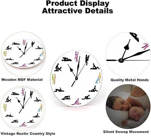 Miniatura 5 de Reloj de pared de madera, sin tictac, 10 pulgadas, funciona con pilas, estilo granja, números y agujas negros, movimiento de cuarzo, ideal para