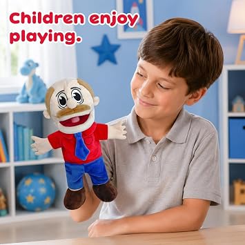Jeffy Puppet Plush Toy Doll, 40cm Jeffy Hand Puppets with Working Mouth, Hand Puppets for Kids, Mischievous Funny Puppets Toy for Boys and Girls on Birthday Christmas Halloween Part
