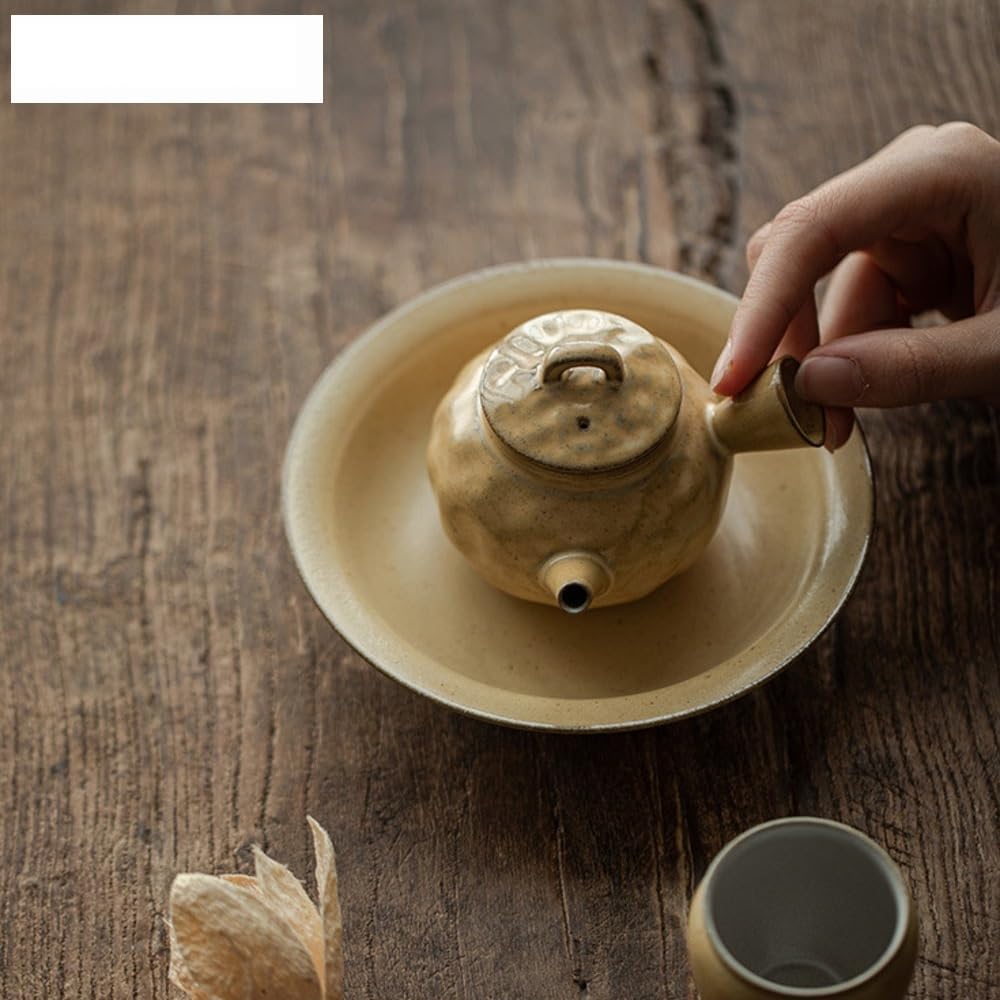 Bollitore per il tè Teiera fatta a mano in ceramica grossolana da 130 ml giapponese con manico laterale Pentola retrò for uso domestico Bollitore Cha Ornamenti Teiera con Infusore(A 9.2X7.2CM 130ML)