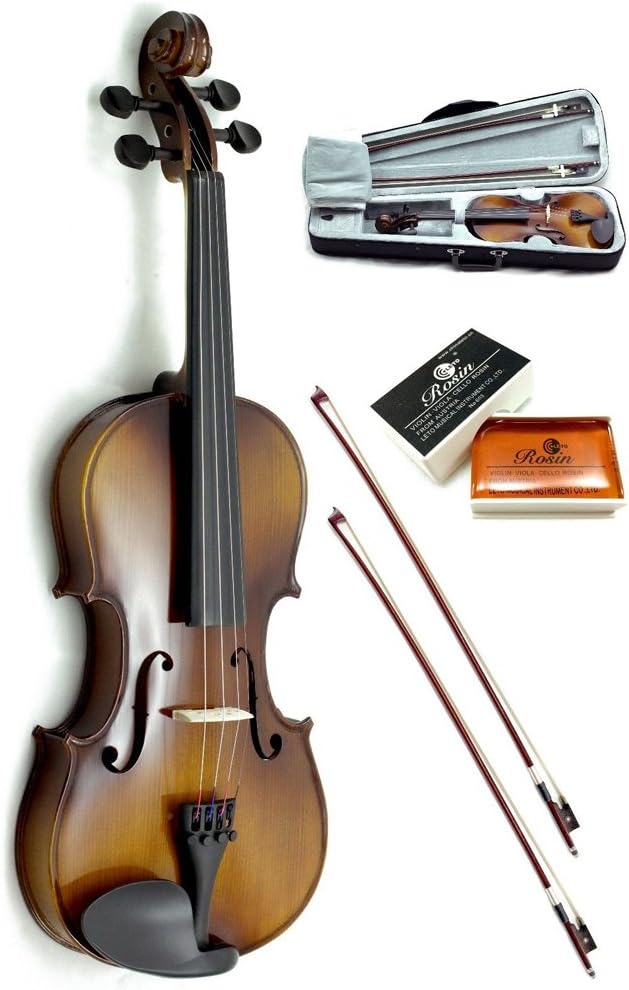 Sky Guarantee Sound 1/16 Size Student Beginner Violin Fiddle Outfit Natural Solid Maple Back Spruce Top with Case,2 Bows and Rosin